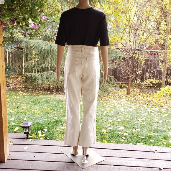 BANANA REPUBLIC, high rise ecru cropped boot jean, size: 30 Long - Picture 9 of 12